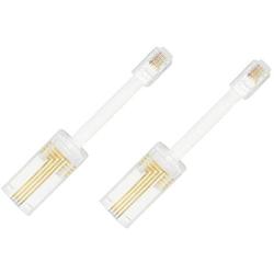 Telephone Cord Detangler, Traodin Male to Female 2 Pcs 360 Degree Rotating Landline Cable, Anti-Tangle Phone Cable Used Home or Office(360°RJ9 4P4C White Long)