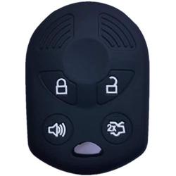 RUNZUIE Black Silicone Keyless Entry Remote Key Fob Cover Case Protector Fit for Ford Escape Explorer Mustang Transit Fusion Focus Lincoln Zephyr Mercury Grand Marquis CWTWB1U722 (4 Buttons)