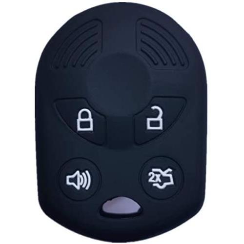 RUNZUIE Black Silicone Keyless Entry Remote Key Fob Cover Case Protector Fit for Ford Escape Explorer Mustang Transit Fusion Focus Lincoln Zephyr Mercury Grand Marquis CWTWB1U722 (4 Buttons)