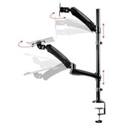 Monoprice Articulating Gas Spring Sit Stand Monitor and Keyboard Riser Desk Mount - Black, 26 Inch Table Top Workstation | Easy to Use, Compatible with Most Desks