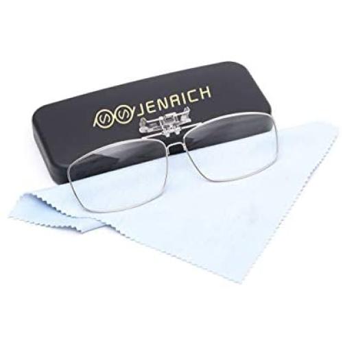 JENRICH Clip On Reading Glasses , Flip Up Clip HD Lenes Prevent Eye Strain , High Magnification Power Readers Reading Glasses for Men and Women Includes Glasses Case