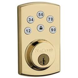 Kwikset 907 Powerbolt 2.0 Electronic Deadbolt featuring SmartKey in Polished Brass