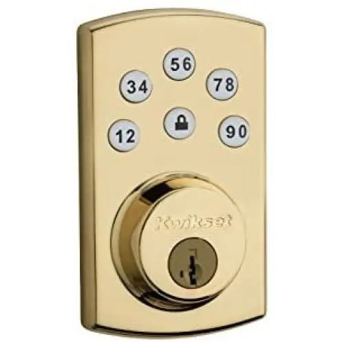 Kwikset 907 Powerbolt 2.0 Electronic Deadbolt featuring SmartKey in Polished Brass