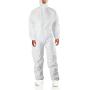 AMZ Disposable Overalls. Pack of 5 White Adult Overalls X-Large Size. Laminated Non-Woven Fabric Apparel with Attached Hood, Zipper Front Entry, Elastic Wrists, Elastic Ankles. Unisex Poly Clothing.