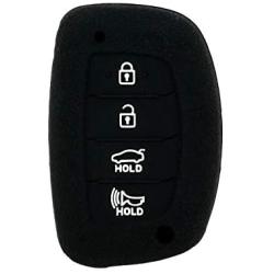 SEGADEN Silicone Cover Protector Case Holder Skin Jacket Compatible with HYUNDAI 4 Button Smart Remote Key Fob CV4112 Black