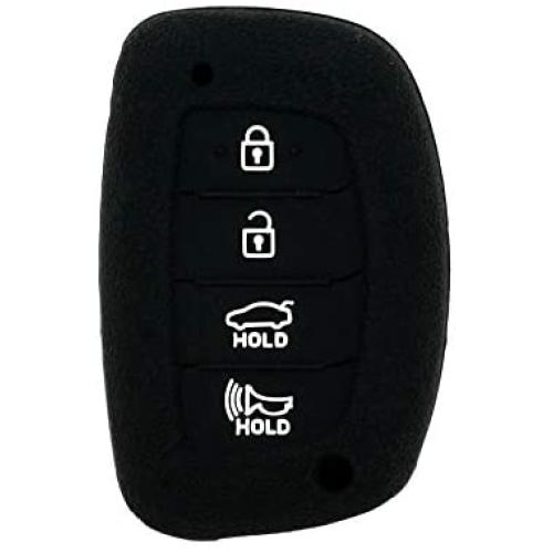 SEGADEN Silicone Cover Protector Case Holder Skin Jacket Compatible with HYUNDAI 4 Button Smart Remote Key Fob CV4112 Black