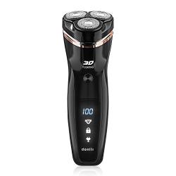 donlix Electric Shaver for Men Rotary Razor Shavers Razors Mens Machine Head Shaving Waterproof Wet Dry Trimmer Blades Rechargeable Battery Cordless Beard Trimmer Champagne