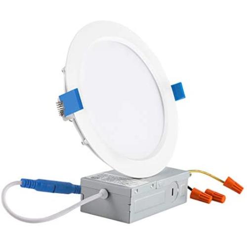 JJC 13W 6 Inch Ultra Thin Led Recessed Lights with Junction Box,3000K Warm White, CRI90+, IC Rated,850 Lumens 65W Eqv. Dimmable Led Downlight ETL and Energy Star Certified