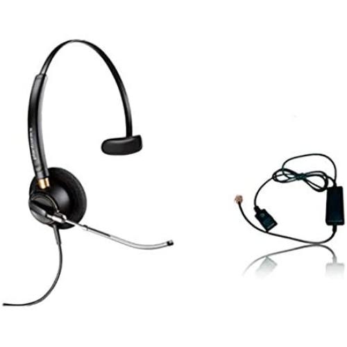 Plantronics HW510v Headset Bundle Mono Noise-Canceling and Inteli Cord, Compatible with Yealink, Polycom, Mitel, Cisco, Nortel, Shoretel Phones (HW510v Mono Headset Bundle)