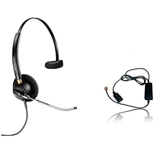 Plantronics HW510v Headset Bundle Mono Noise-Canceling and Inteli Cord, Compatible with Yealink, Polycom, Mitel, Cisco, Nortel, Shoretel Phones (HW510v Mono Headset Bundle)