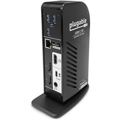 Plugable USB-C 4K Triple Display Docking Station with Charging Support for Specific USB-C and Thunderbolt 3 Windows and Mac Systems (1x HDMI and 2x DisplayPort++ Outputs, 5x USB Ports, 60W USB PD)