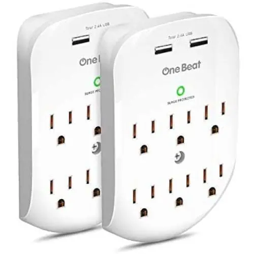 2 Pack 6-Outlet Wall Surge Protector, Multi Plug Outlet Extender, Outlet Wall Mount Adapter with 2 USB Charging Ports 2.4 A, 490 Joules, ETL Certified for Home, School, Office 2 Pack 6-Outlet Wall Surge Protector, Multi Plug Outlet Extender, Outlet Wall Mount Adapter with 2 USB Charging Ports 2.4 A, 490 Joules, ETL Certified for Home, School, Office