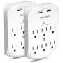 2 Pack 6-Outlet Wall Surge Protector, Multi Plug Outlet Extender, Outlet Wall Mount Adapter with 2 USB Charging Ports 2.4 A, 490 Joules, ETL Certified for Home, School, Office 2 Pack 6-Outlet Wall Surge Protector, Multi Plug Outlet Extender, Outlet Wall Mount Adapter with 2 USB Charging Ports 2.4 A, 490 Joules, ETL Certified for Home, School, Office