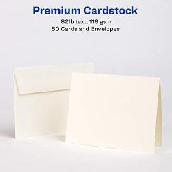 Avery Printable Note Cards, Inkjet Printers, 50 Cards and Envelopes, 4.25 x 5.5, Heavyweight, Textured (3379), White