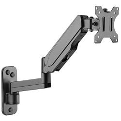 Mount-It! Monitor Wall Mount with Full Motion Gas Spring Arm | Height Adjustable Bracket for Flat Panel Screens Up to 32'' | Fits VESA 75 and 100, 17.6 Lbs Capacity, Black