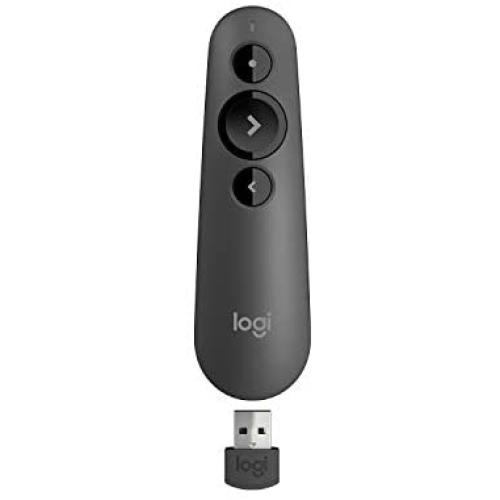 Logitech R500 Laser Presentation Remote Clicker with Dual Connectivity Bluetooth or USB for Powerpoint, Keynote, Google Slides, Wireless Presenter - Black