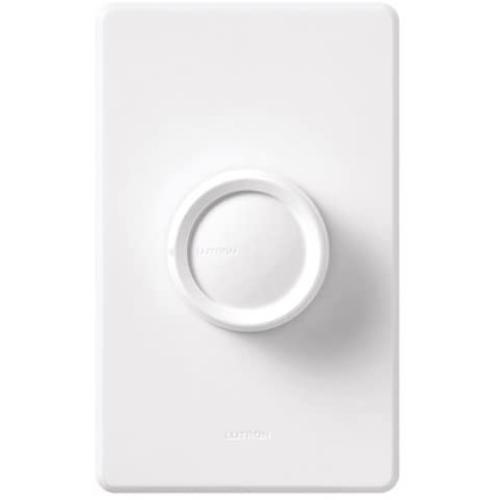 Lutron Electronics D-600PH-DK Single Pole Push Rotary Dimmer, 600-watt, White/Ivory