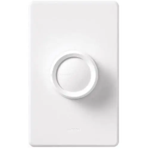 Lutron Electronics D-600PH-DK Single Pole Push Rotary Dimmer, 600-watt, White/Ivory