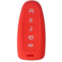 XUHANG Sillicone key Skin Cover key Remote Case Protector Shell for Ford Edge Escape Explorer Focus LINCOLN MKS MKT MKX MKZ Keyless Entry Smart Remote 5 Buttons red