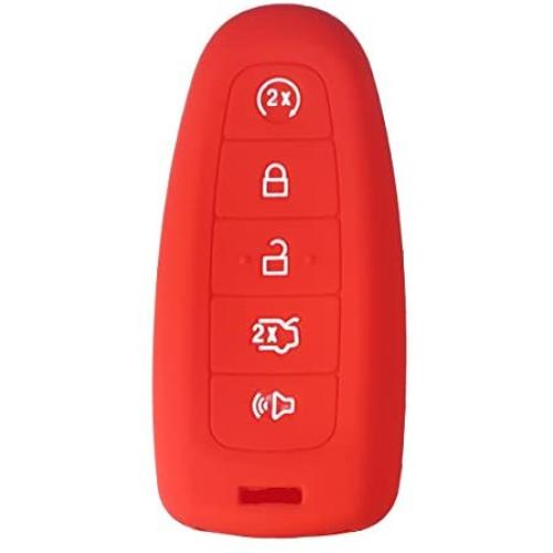 XUHANG Sillicone key Skin Cover key Remote Case Protector Shell for Ford Edge Escape Explorer Focus LINCOLN MKS MKT MKX MKZ Keyless Entry Smart Remote 5 Buttons red