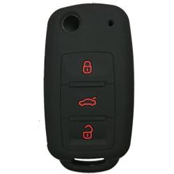 Coolbestda Rubber Flip 3 Buttons Key Fob Cover Remote Case Keyless Protector Jacket for VW Volkswagen Jetta GTI Passat Golf Tiguan Touareg Beetle