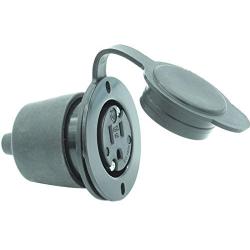 15A Weatherproof Outdoor Power Outlet by Journeyman-Pro 15 Amp 125 Volt NEMA 5-15R Receptacle Kit with Integrated 20'' Extension Cord + Waterproof Rubber Cover (GCR1-BLACK)