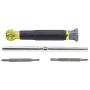 Klein Tools 32581 Precision Screwdriver Set, 4-in-1 Electronics Screwdriver with Industrial Strength Phillips and Slotted Bits