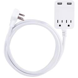 GE Pro Surge Protector Power Strip with USB Fast Charging, Extra Long 8Ft Extension Cord, Flat Plug, 2 Outlet, 2 USB Ports, 2.4A, Wall Mount & 4 Outlet Total 10W/2.1A 2 USB Surge Protector