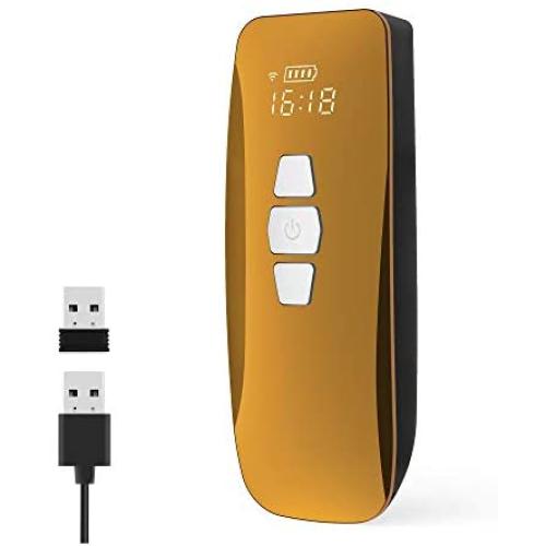 REALINN Mini 2D Wireless Barcode Scanner Compatible with Bluetooth, Portable CMOS Imager Bar Code Scanner with LED Screen Display, for iPad, Tablet, Phone, Laptop or PC