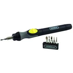 General Tools - 500-GENERAL TOOLS 500 Precision Cordless Electric Screwdriver with Six Bits and Quick Change Chuck, Handles Difficult, Repetitive Screw-Fastening Jobs, Multi