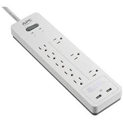 APC Power Strip Surge Protector with USB Charging Ports, PH8U2W, 2160 Joules, 8 Outlets, White