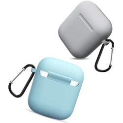 Compatible with AirPods Case Cover Silicone Protective Skin for Airpods Case 2&1 (2 Pack) Blue/Gray