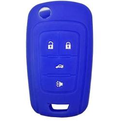 2Pcs Rubber Soft Silicone Key Fob Cover Remote Control Keyless Protector Bag Holder Shell for OHT01060512 Chevrolet Camaro Cruze Chevy Equinox Sonic Terrain Key Fob 2016-2010, Black+Blue
