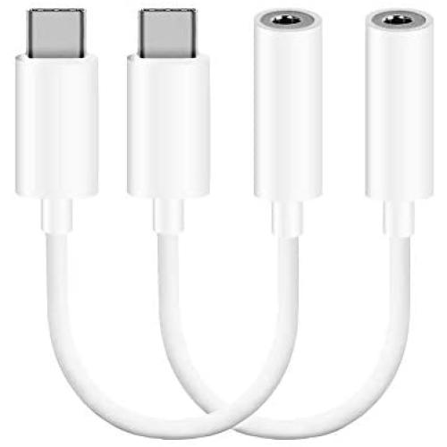 USB C to 3.5mm Headphone Jack Adapter, USB Type C to 3.5mm Adapter Compatible with Pixel 4 3 2 XL, Samsung S10 S9 Plus Note 10, Pad Pro,Mate 30 20 Pro and More [2 Pack]