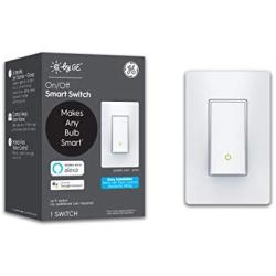 C by GE 3-Wire On/Off Paddle Style Smart Switch, Alexa and Google Home Compatible Without Hub, Smart Switch No Neutral Required, Bluetooth/WiFi Switch, Single-Pole/3-Way Smart Switch, White, 1-Pack