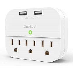 Multi Plug Outlet Extender with USB, Wall Charger with 3 Outlets 2 USB Ports, Multi Wall Outlet Adapter Power Strip for Home Office Travel
