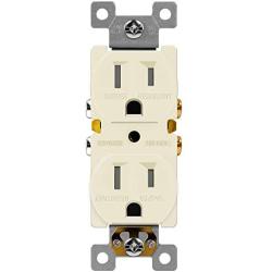 ENERLITES Duplex Receptacle Outlet, Tamper-Resistant, Residential Grade, 3-Wire, Self-Grounding, 2-Pole,15A 125V, UL Listed, 61580-TR-LA-10PCS, Light Almond (10 Pack)