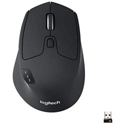 Logitech M720 Wireless Triathlon Mouse with Bluetooth for PC with Hyper-Fast Scrolling and USB Unifying Receiver for Computer and Laptop - Black