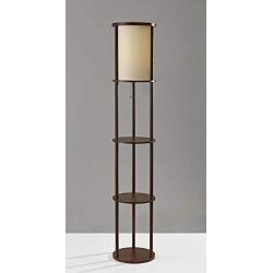 Adesso 3117-15 Stewart Round Shelf Floor Lamp, Walnut Wood Finish