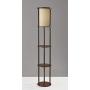Adesso 3117-15 Stewart Round Shelf Floor Lamp, Walnut Wood Finish