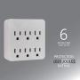 GE Pro 6-Outlet Surge Protector, 3-Prong Wall Adapter, Charging Station, 1020 Joules Protection Rating, Automatic Shutdown, Grey, 45820, 1 Pack