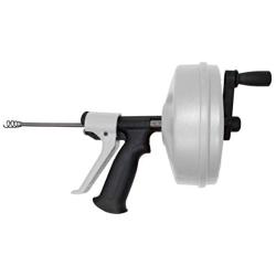 DrainX SPINFEED 50 Foot Drum Auger | Use Manually or Drill Powered - Auto Extend and Retract Plumbing Snake | Work Gloves and Storage Bag Included