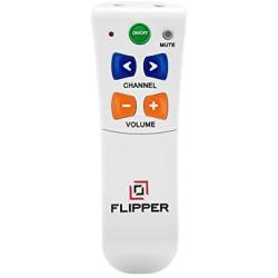 Flipper Big Button TV Remote for Elderly - Universal Simple to Read, Proprietary Favorite Channels, Supports IR TVs, Cable, Satellite & Soundbars -