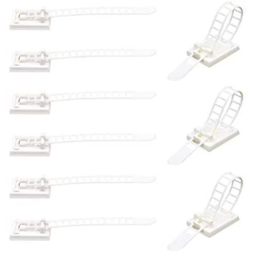 Wire Management Clips with Screw Hole (50 Pack) Adjustable Zip Ties，self Adhesive Nylon Cable Traps (White)