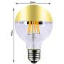 MD Lighting E26 8W Half Chrome Light Bulb G25(G80) Dimmable, Warm White 2700K 80W Equivalent 700LM Led Globe Filament Vintage Bulbs with Golden Mirror for Indoor Dinning Room Living Room, 2 Pack