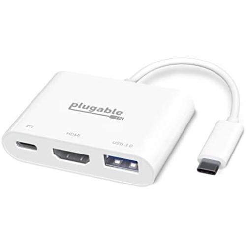 Plugable USB C Mini Dock with HDMI, USB 3.0 and Pass-Through Charging Compatible with 2018 iPad Pro, 2018 MacBook Air, Dell XPS 13, Thunderbolt 3 and More (Supports Resolutions up to 4K@30Hz).