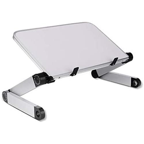 Laptop Stand Adjustable, Portable Laptop Table Stand, Ergonomic Laptop Riser Notebook Reading Holder for Desk, Foldable Laptop Desk Stand Lap Bed Tray Table Standing Desk (White, Large)