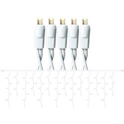 Aladdins Lamp 100 Twinkling LED Icicle Christmas Lights Window Curtain Roofline Porch Decoration Lights Connectable UL Listed (Warm White)