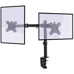 Dual LCD Monitor Aludest Fully Adjustable Desk Mount Stand Fits 2 Screens up to 27 inch, 17 lbs. Weight Capacity per Arm