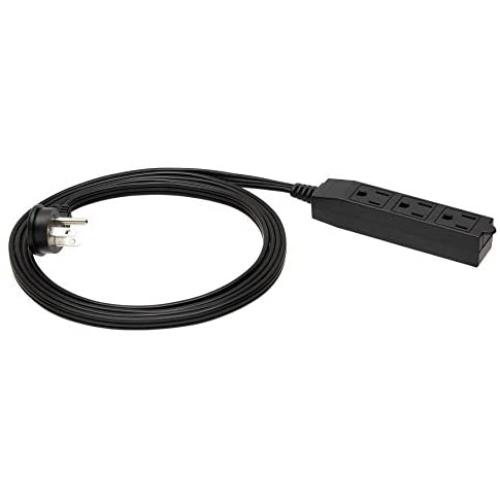 Amazon Basics Flat Plug Grounded Indoor Extension Cord with 3 Outlets, Black, 8 Foot